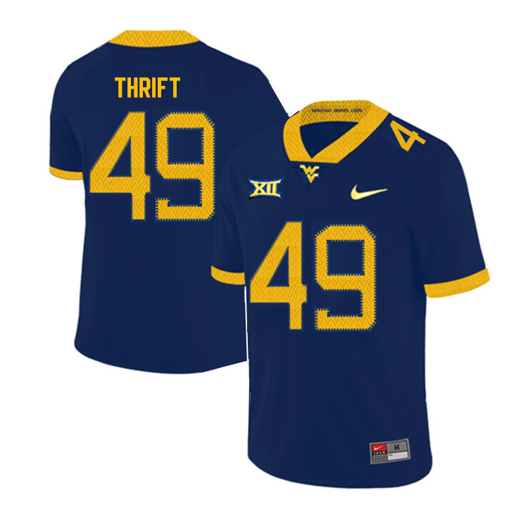 NCAA Men's Jayvon Thrift West Virginia Mountaineers Navy #49 Nike Stitched Football College 2019 Authentic Jersey YZ23V40LY